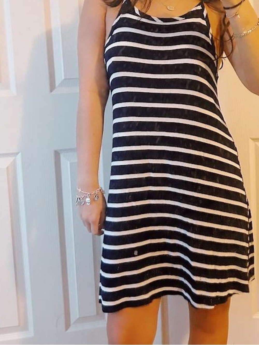 Striped Black and White Sleeveless Tank Dress